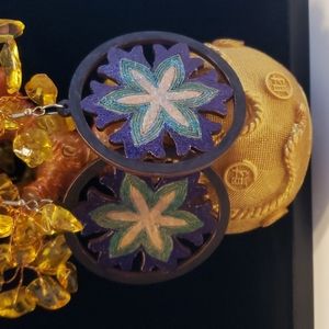 Colorful Sparkly wooden earrings